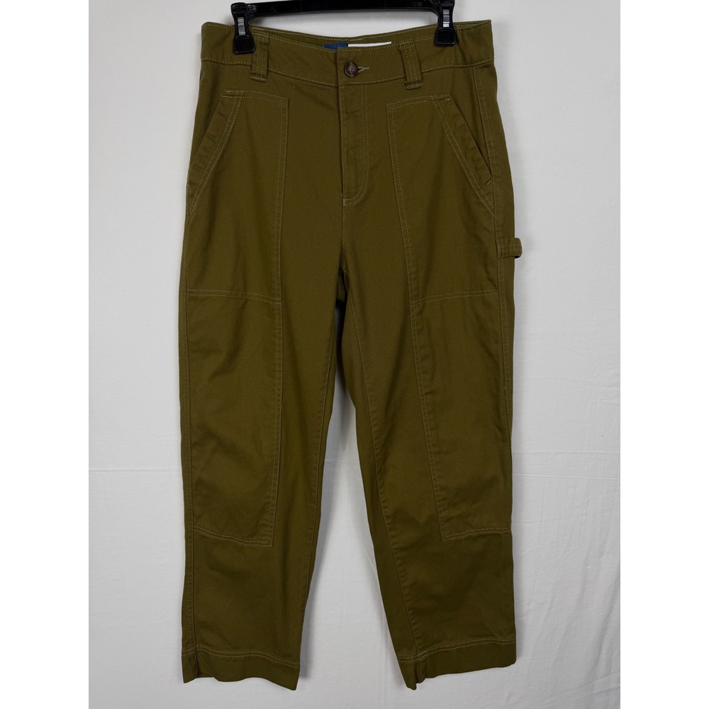 Old Navy High-Rise Straight Carpenter Pants Women 8 Olive Green Utility Workwear
